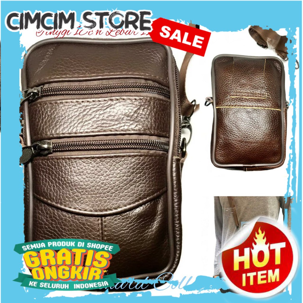 TAS TERBARU TERMURAH / Sarung Hp Pinggang Kulit Sarung Hp Kulit Asli 100% Bisa di Selempang Untuk Pr
