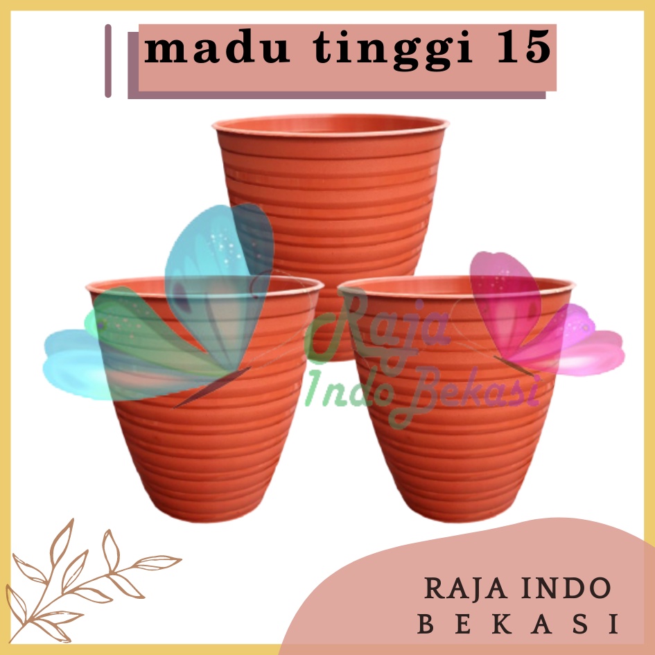 Pot Madu Pirus 15 Cm Merah Bata Motif Pot Tawon Pirus Plastik 15 Cm Pot Bunga