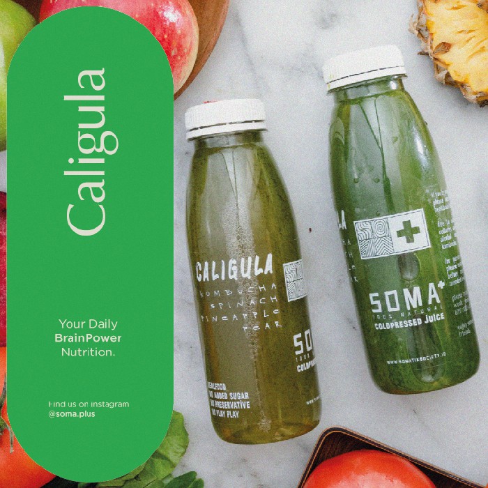 

Soma Plus Caligula - Cold Pressed Juice + Kombucha 350ml - Bayam, Pear, Nanas