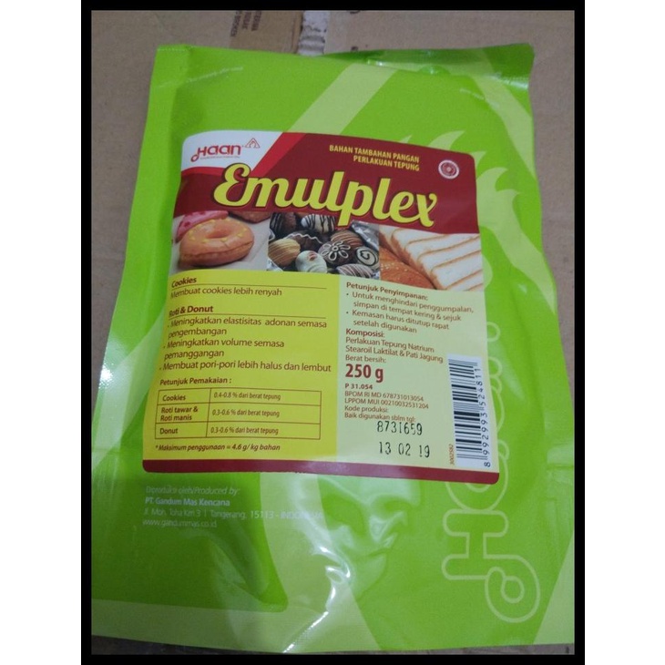 

HAAN EMULPLEX / EMPLEKS / EMPLEX 250 GRAM ( PERENYAH KUE ) KODE 1384