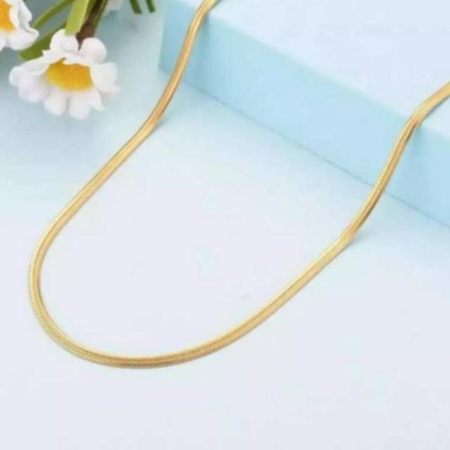 Kalung titanium belut lapis emas 24 k Import anti luntur