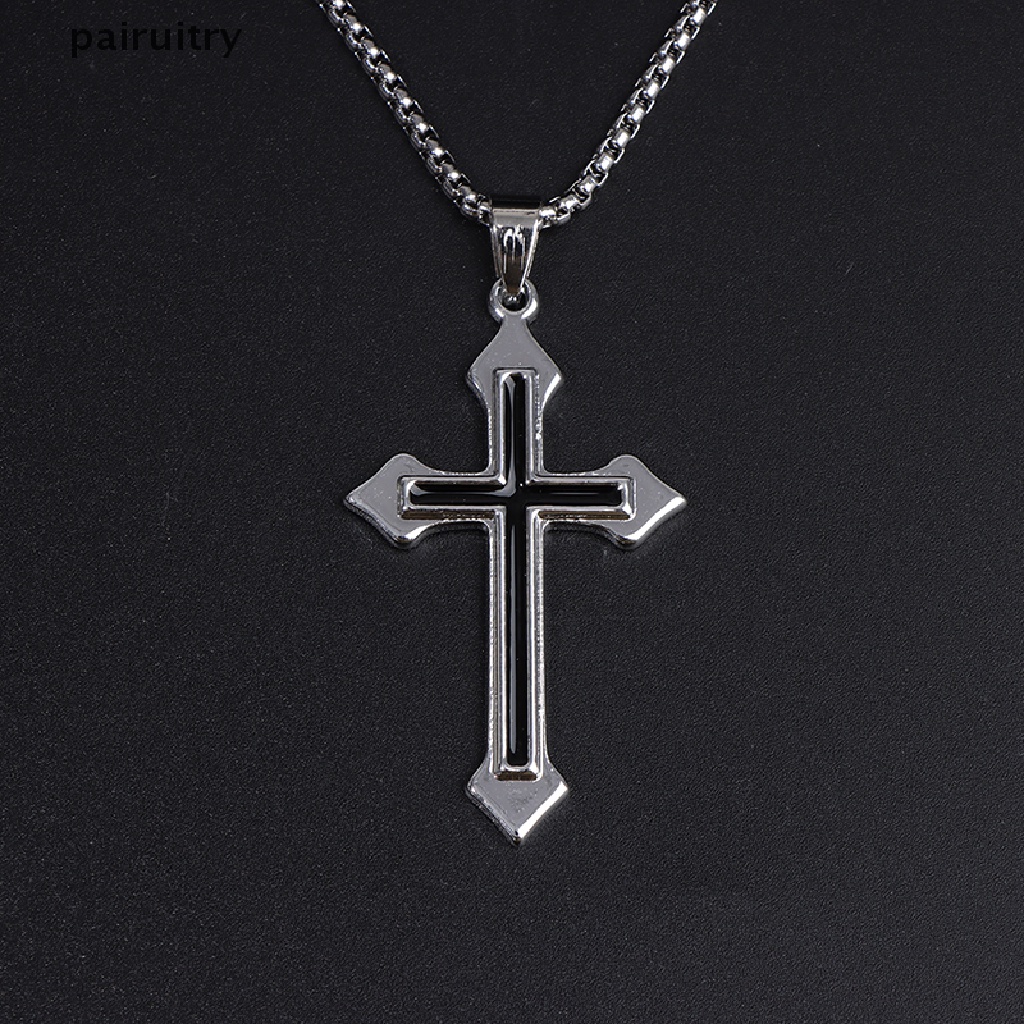 Kalung Liontin Salib Yesus Bahan Titanium Steel Gaya Hip Hop