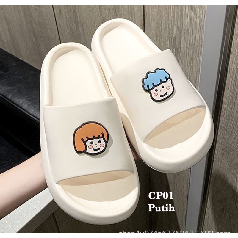 SANDAL RUMAH OUTDOOR KARET WANITA PRIA COUPLE PASANGAN KEREN UNIK IMPORT CP01