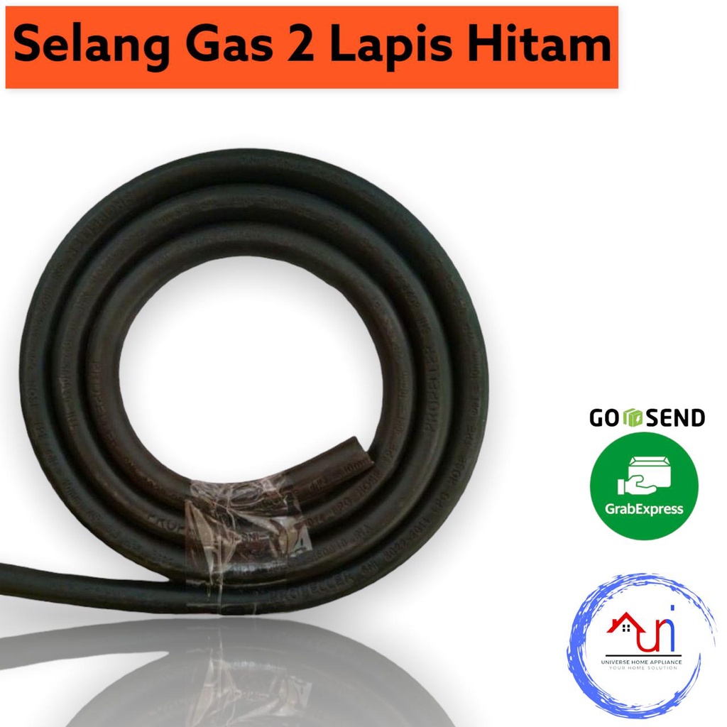 SELANG GAS LPG PROPELLER 2 LAPIS & 3 LAPIS MOTIF GARIS  WARNA BIRU , HITAM , ORANGE / SELANG GAS TEK