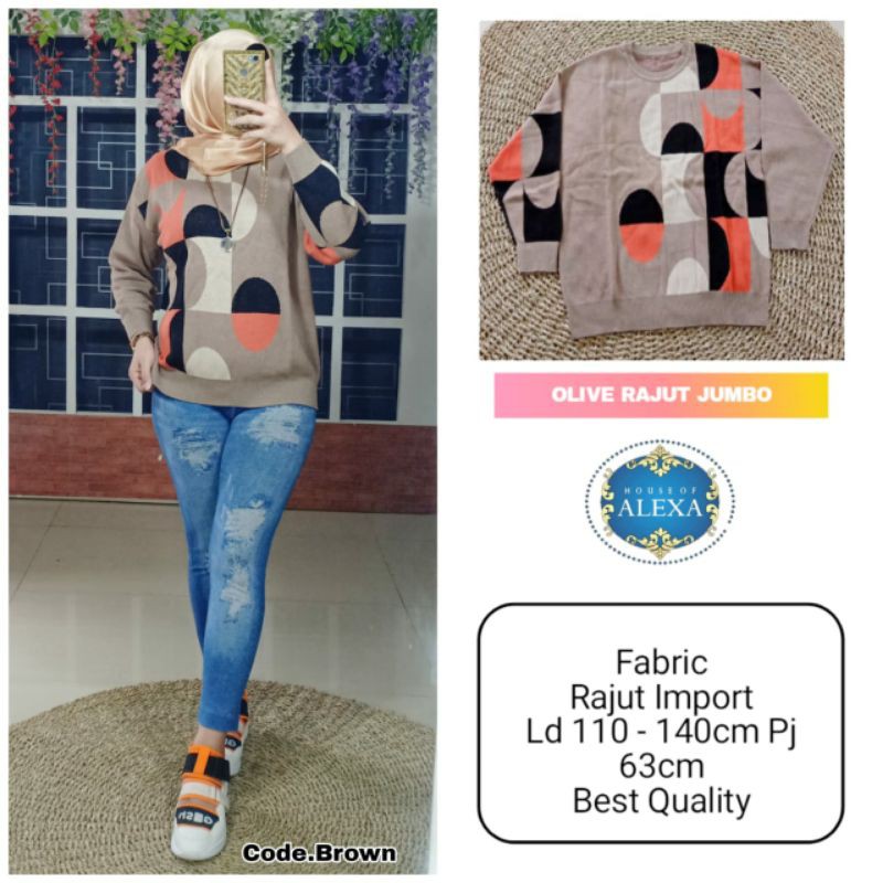 Olive Rajut Jumbo (Ld 110-140) (Pj 63)