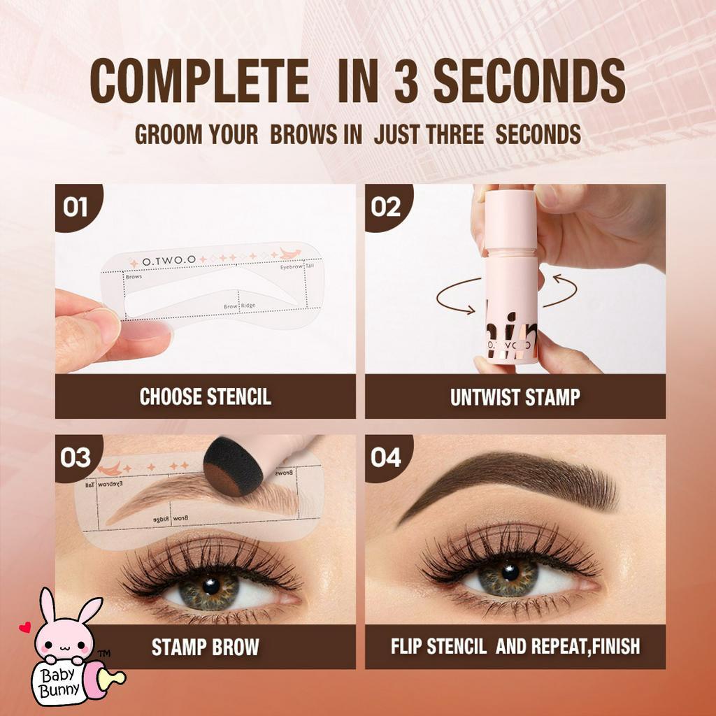 ❤ BELIA ❤ O.TWO.O Lasting Browfun Cushion Eyebrow Powder | Brow Stamp Long Lasting Eyes Makeup With Spoolie Brush 10 Reusable Beginner