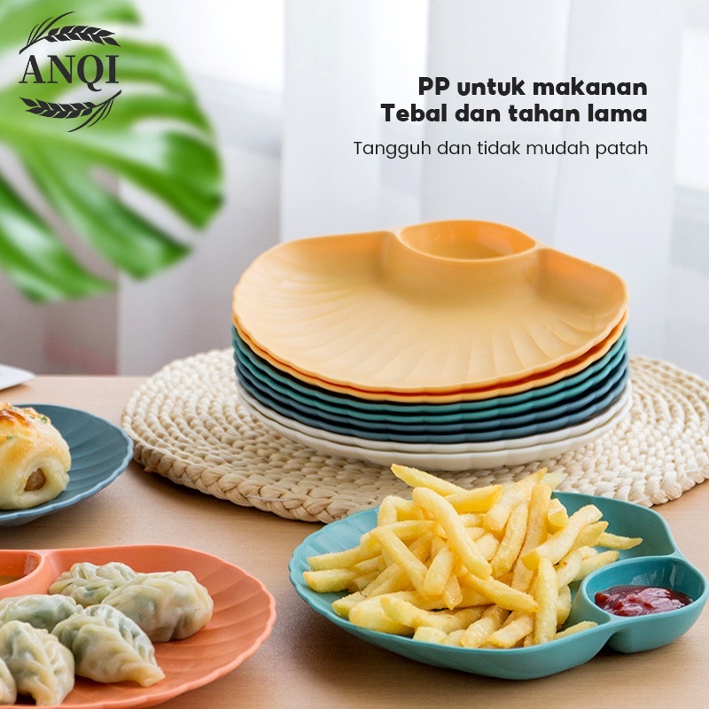 ANQI 1888 Piring Kerang Shell Plate Kue Roti 2in1 Tempat Saos Kecap VS-90