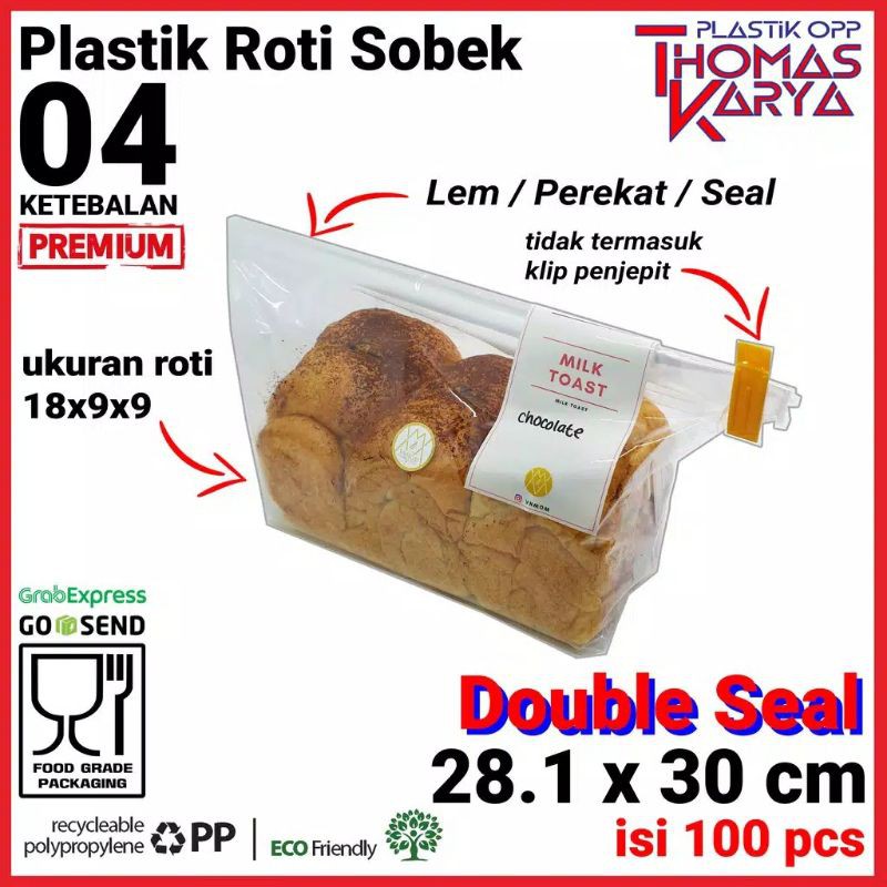 28,1x30 CM Plastik OPP TEBAL | Plastik OPP DOUBLE SEAL / LEM | Plastik Roti Sobek | Plastik Kaca