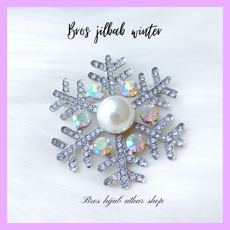 Athar shop COD Bros mutiara kristal fashion korea aksesoris fashion pin bros tuspin-Winter 011 silver