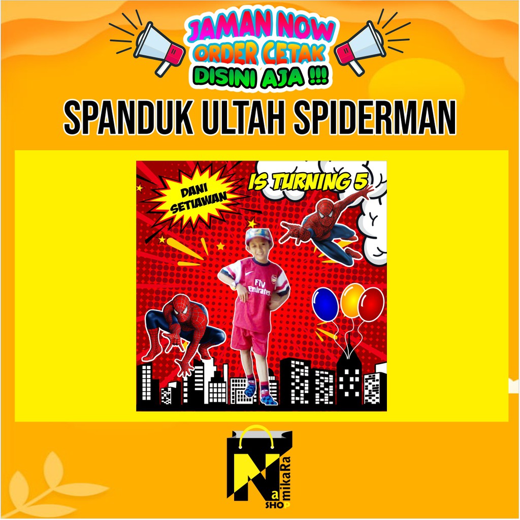 BANNER SPANDUK BACKDROP ULANG TAHUN tema SPIDERMAN