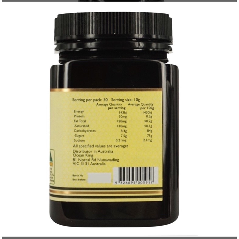 Madu / Manuka Organicer Australian Lemon Honey 500 gram