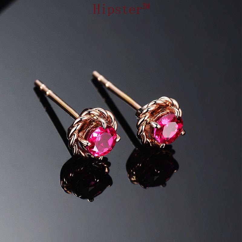 Hot Sale Simple Fashion Classic Red Crystal Rose Stud Earrings