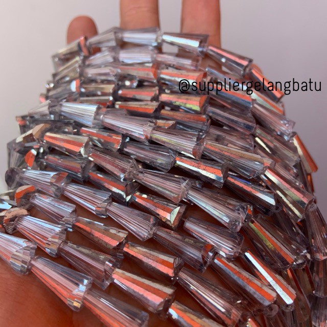 kristal terompet 16 x 10mm silver quartz premium kuarsa silver PAGODA