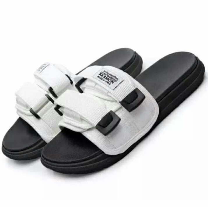 Grosir Sendal Slip On Casual Pria By Fashion Sandal Slop Sandal Kokop Murah Pria Wanita Kekinian (Unisex)-Fashion Putih
