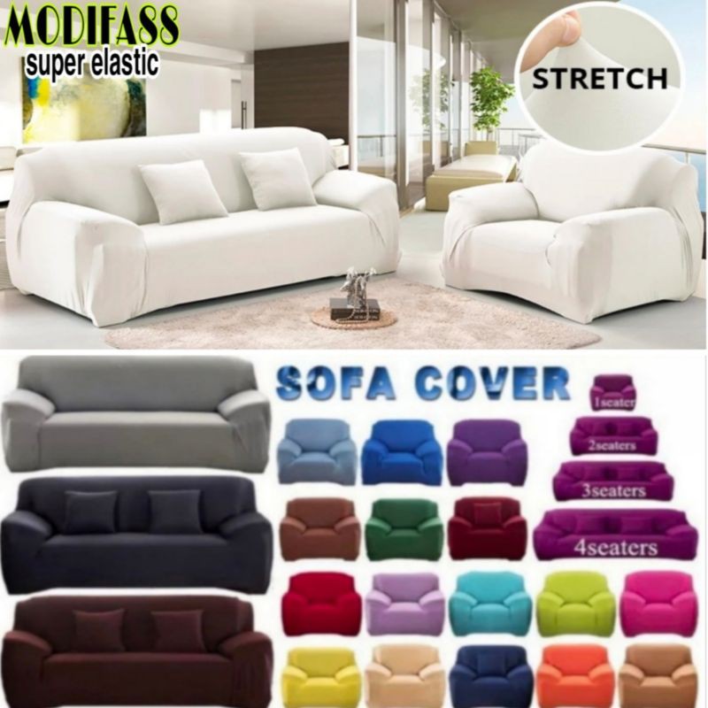 Sarung SOFA POLOS 2 seater + free 1 pcs SARUNG BANTAL / Cover SOFA elastis