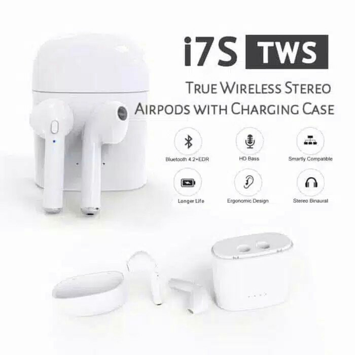 [WS] Headset Bluetooth Mini V.42 Earphone Aipods HBQ I7S TWS Twins With Charging Case