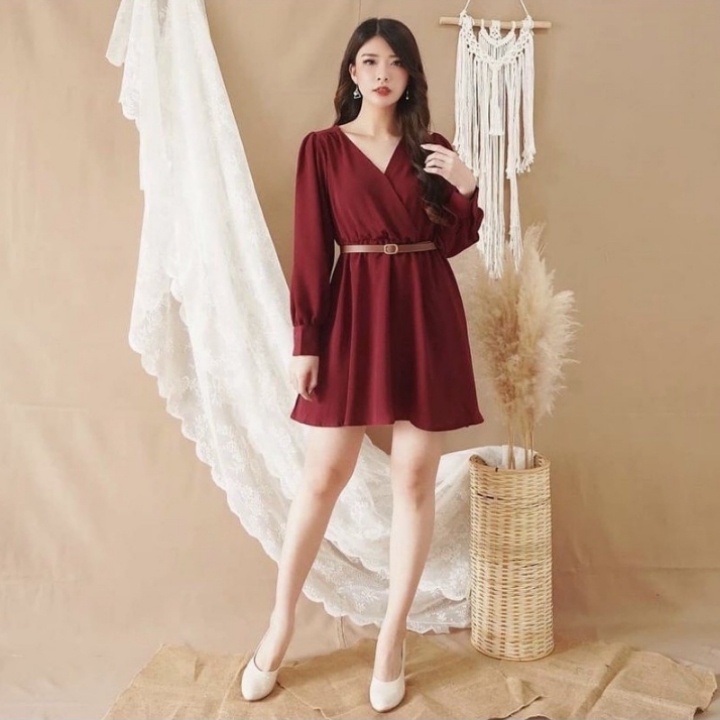 [GLFK] Dress Varla / Mini Dress Korea / Dress Korea / Dress Polos Casual / Pakaian Wanita Terbaru