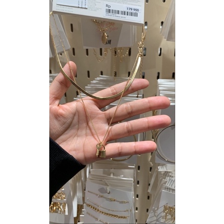kalung gembok kunci 2 layer HnM original