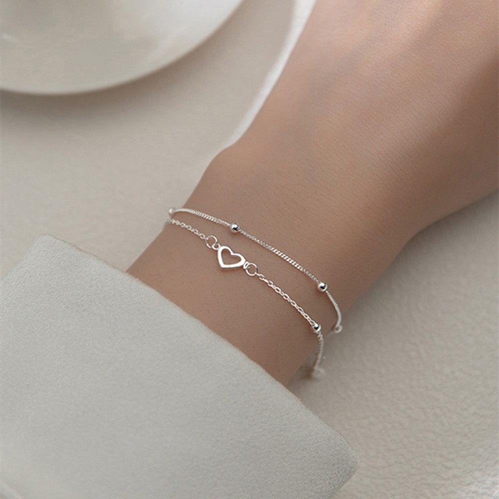 Nanas Wanita Gadis Gelang Hadiah Pernikahan Elegan Bangle Link Rantai925 Sterling Silver