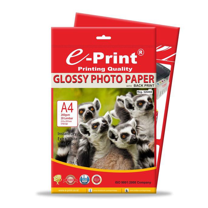 Kertas Foto e-Print Glossy Back Print A4 260 gsm