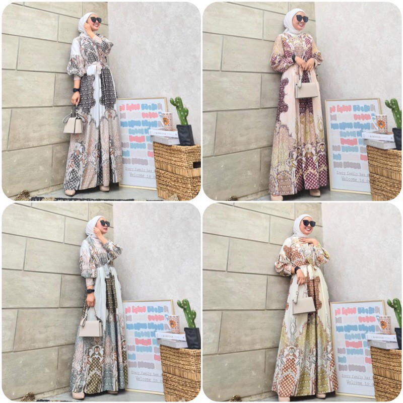 Maxy lengan balon hits /dress lengan balon /gamis lengan balon /dress bumil busui