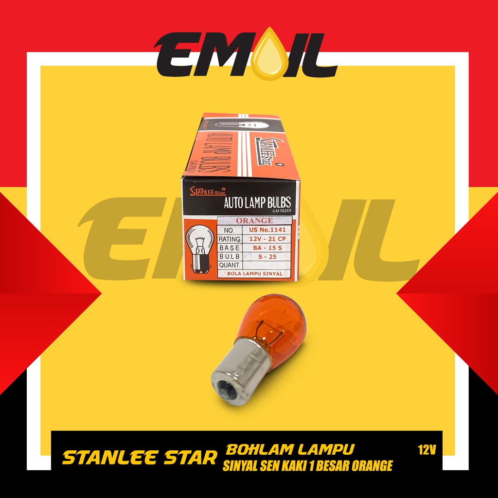 Bohlam Lampu Sinyal Sen 12V Kaki 1 Besar Orange Amber 1141 Stanlee Star