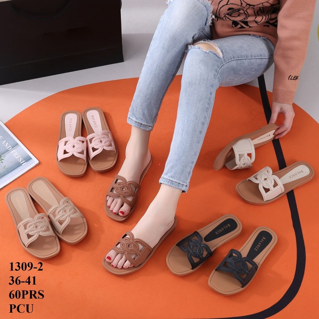 SANDAL WANITA  KARET 1309-2 MOTIF RANCANG BLC