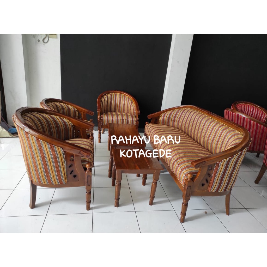 Kursi Tamu Kayu Maribet 3111 Set Meja Kursi tamu Busa Minimalis