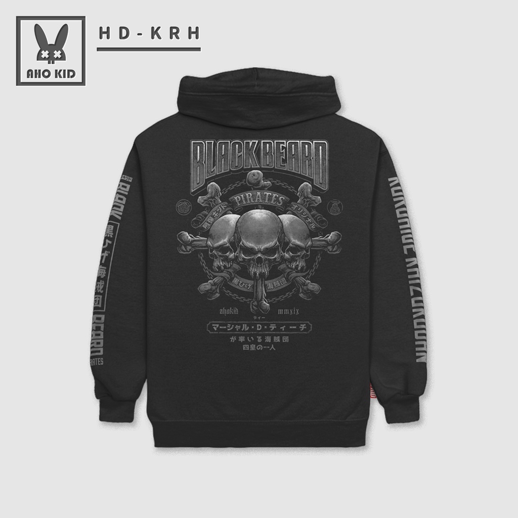 Aho Kid Original | Hoodie Anime One Piece - Jolly Roger Black Bread Pirates