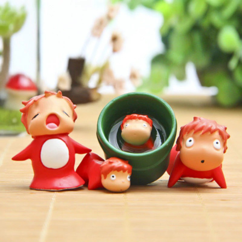 PROMO BESAR 4pcs Miyazaki Hayao Ponyo Doll Landscape Ornaments Model Action Figure Toy Cartoon