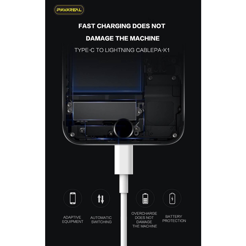 Kabel Data Pavareal PA-X8 Type C To Lightning 20W QC 3.0 Super Fast Charging Aksesoris Handphone Hp GALLERYONE gallery one