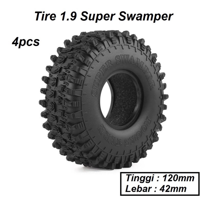 AX-5020 Super swamper 1.9 inch 120mm Tire ban 1.10 rc car axial rgt hsp 4pcs