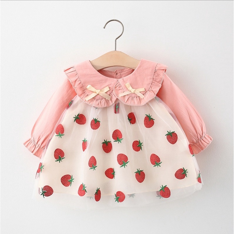 DST45-NEW Dress bayi/dress anak /pakaian bayi anak perempuan motif strawberry