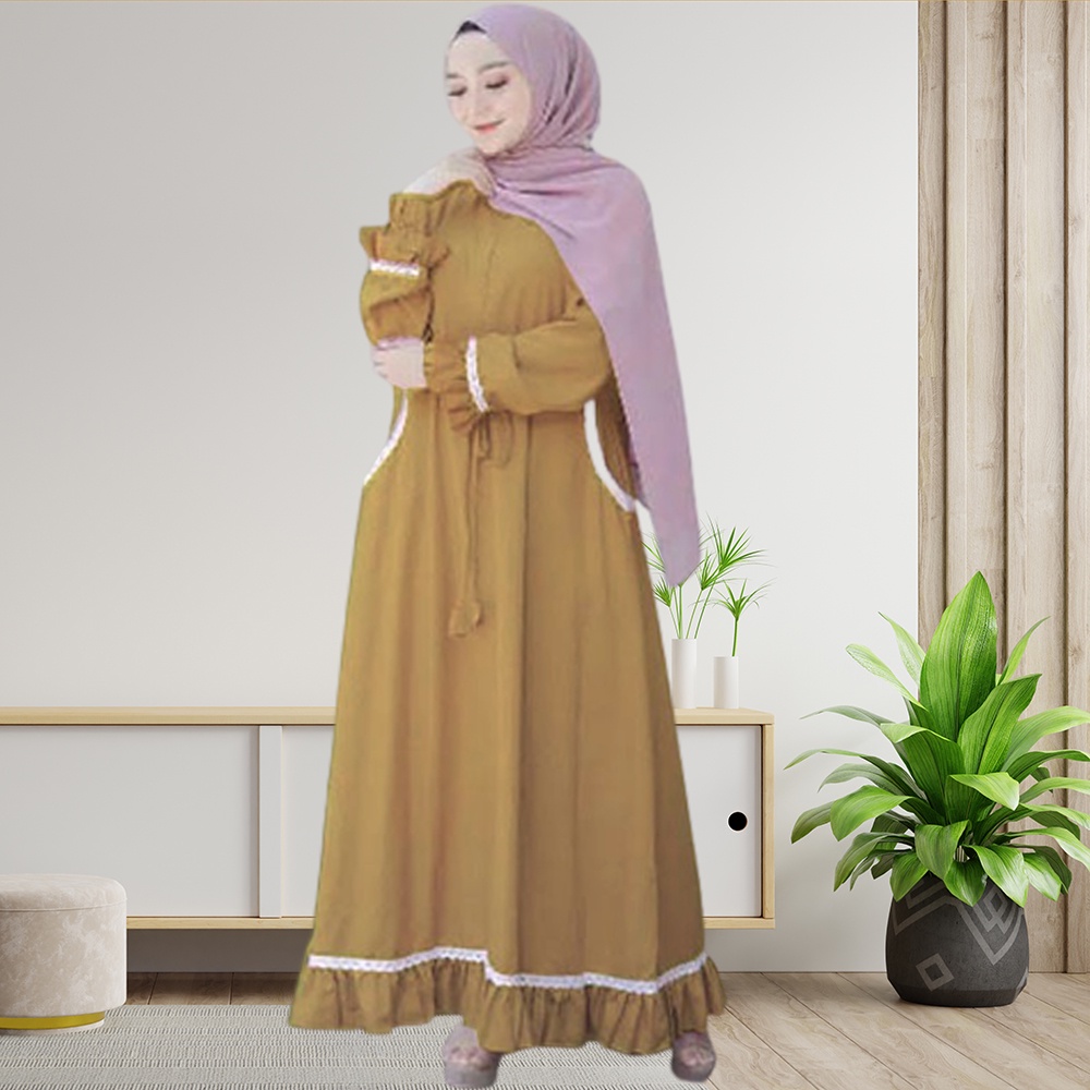 Terbaru Gamis HANIN Dress Muslim Baju Baju Terusan Wanita Gamis Casual