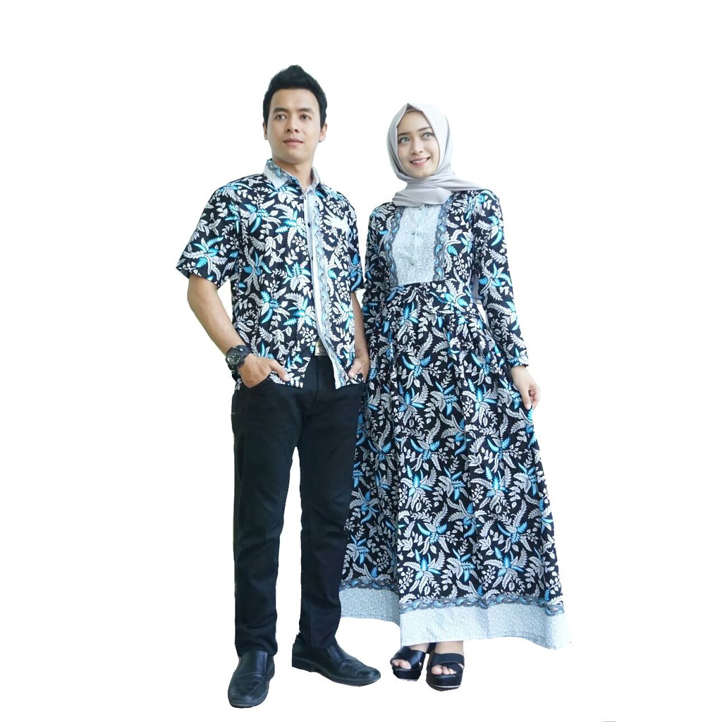 Baju Couple Batik Muslim Keluarga Terbaru BSG594 Kuning Shopee