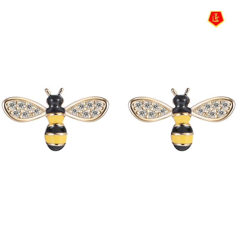 [Ready Stock]Gold Cute Little Bee Ear Studs Female Refined Personalized