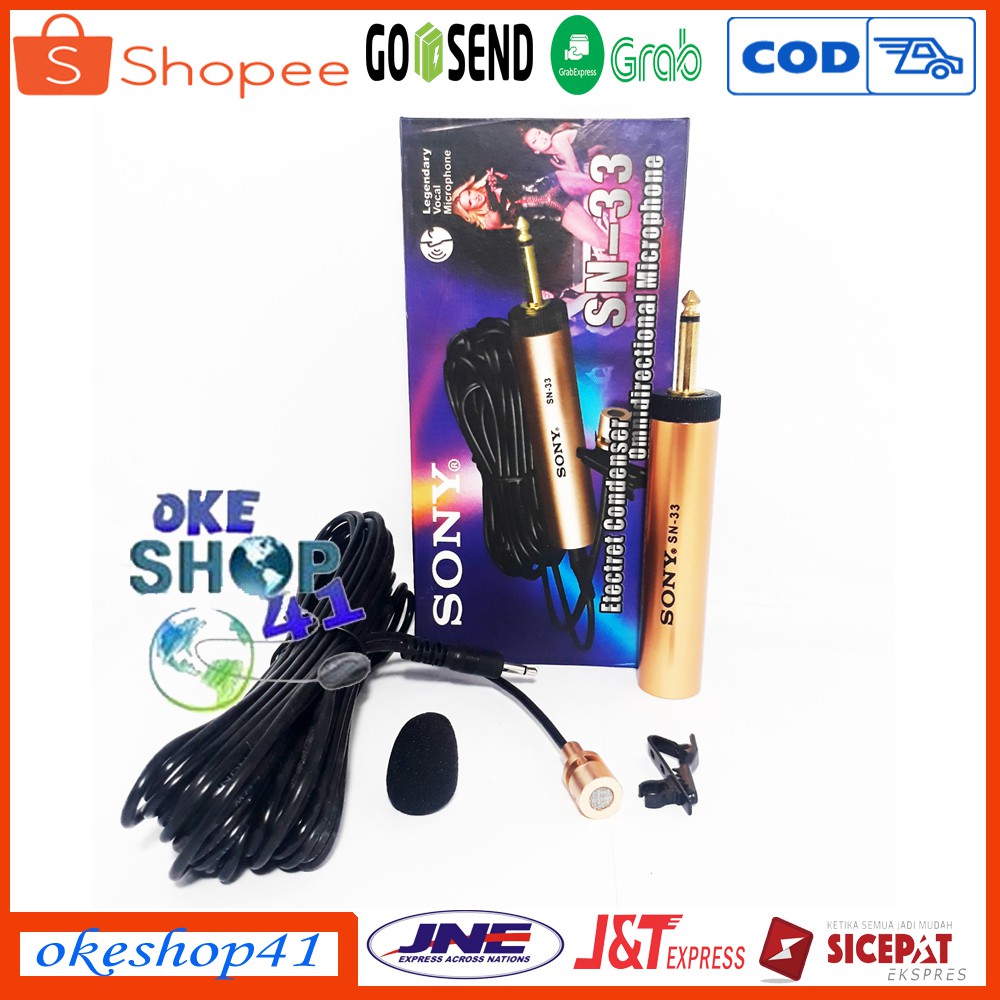 Sony Microphone Clip On SN-33 Kabel Panjang Mic Jepit Imam