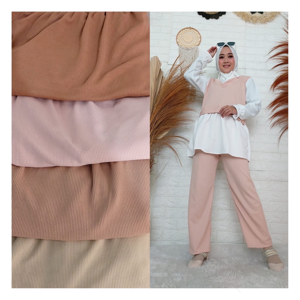 Stelan Kombinasi Rajut Dengan Kulot Ld 100-130 cm Muslim Wear/ COD