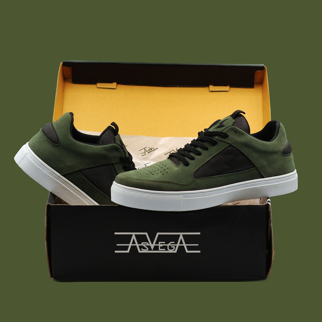 Sepatu Casual Pria ASVEGA CRUZ Army Original Sepatu Sneakers Casual Skate Terbaru Dan Berkualitas