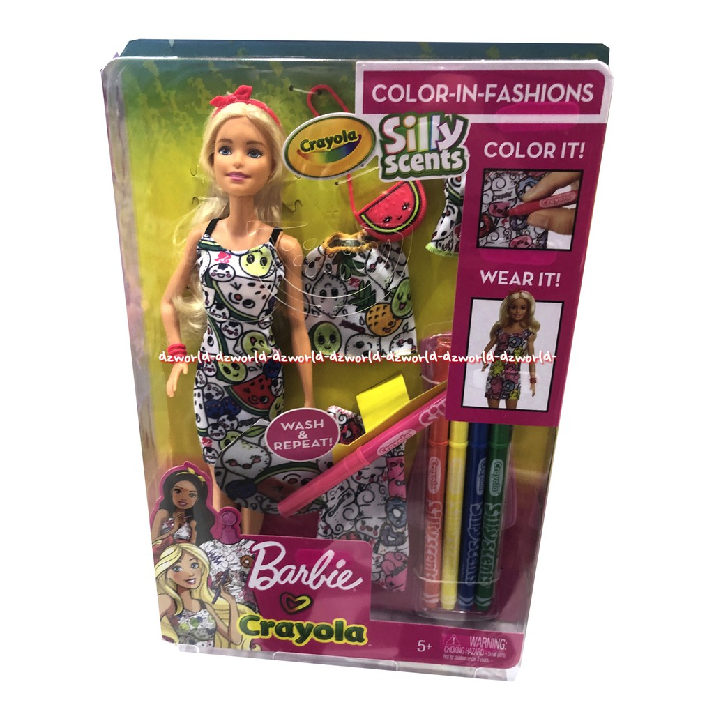 Barbie Crayola Silly Scents Color In Fashions Mewarnai Baju Boneka Berbi