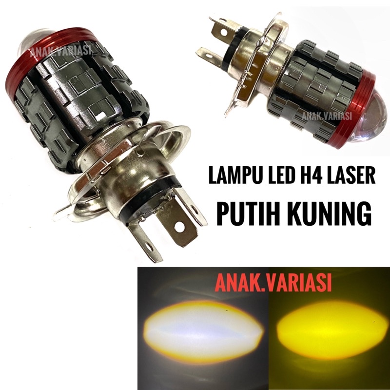 LAMPU LED H4 LASER/LED LASER H4/BOHLAM LED H4 LASER/LASER H4 PUTIH KUNING/LAMPU LED H4 LASER