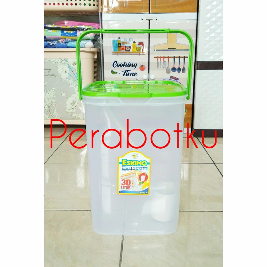Water Dispenser Eskimo 30 Liter Tabitha / Container Es Buah Segi + Gayung