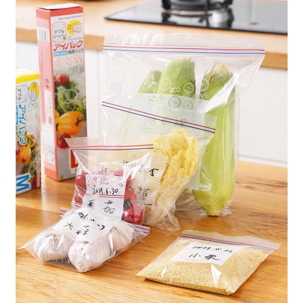 KANTONG PLASTIK ZIPLOCK Klip Reusable Tempat Penyimpanan Makanan Buah Sayur Organizer Kulkas zipper