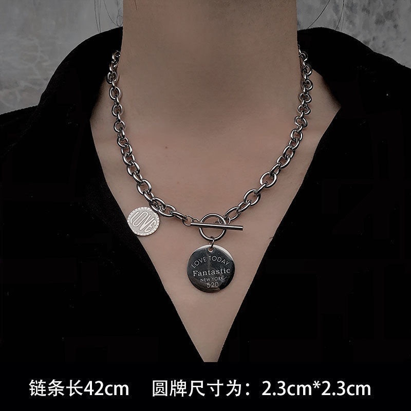 Kalung Rantai Klavikula Bahan titanium steel Desain Geometris Untuk Wanita