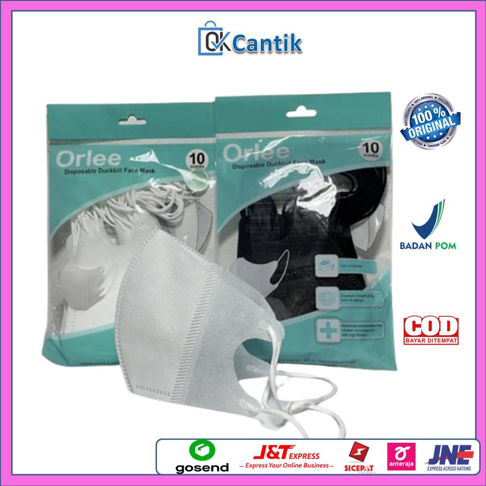 Masker Duckbill Orlee Hitam atau Putih isi 10pcs