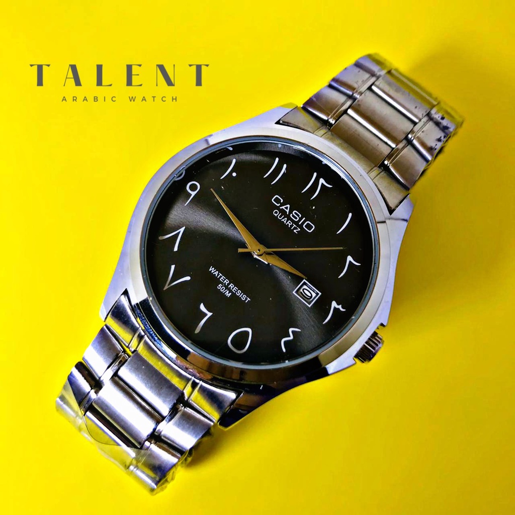 Jam Tangan Pria Rantai CASIO Analog Jam Tangan Arab - Black