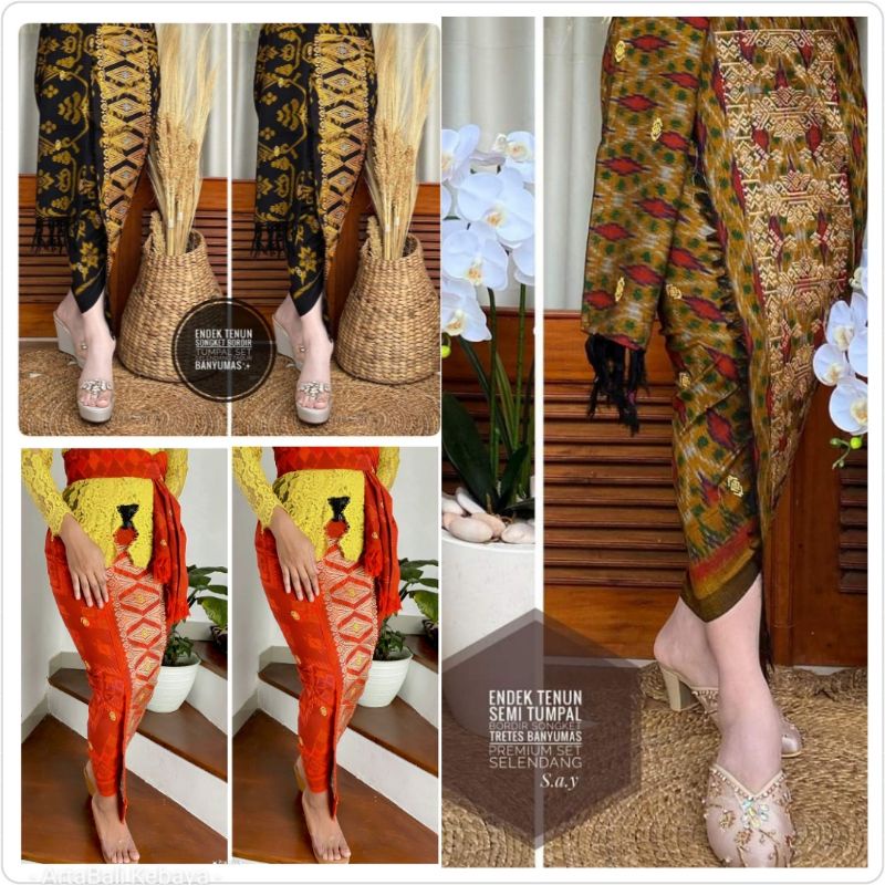 Kamen Lembaran Endek Tenun Songket Bordir + Selendang Tabur Banyumas