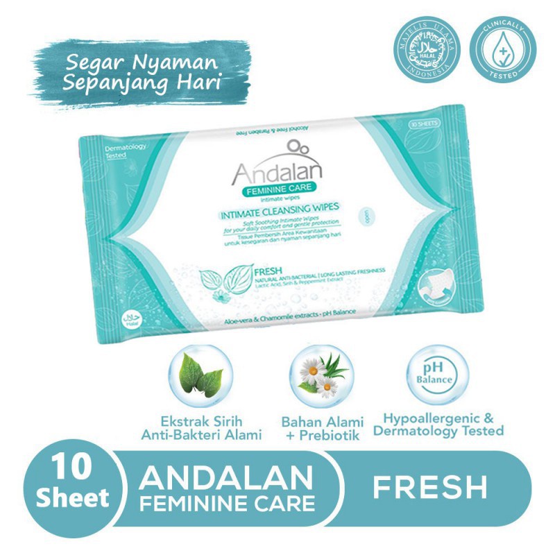 Andalan Fresh Intimate Wipes Isi 10 Sheet - Tisu Pembersih Kewanitaan