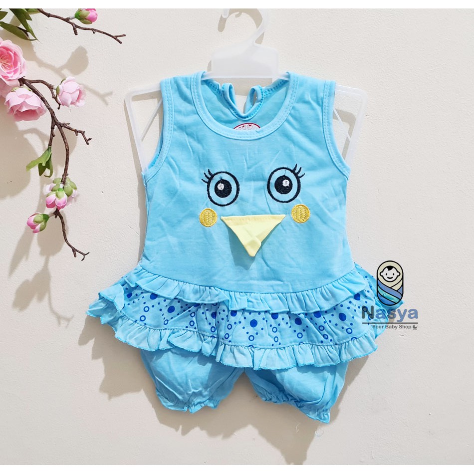 [N-035] NEW ! Setelan Baju Bayi perempuan celana pendek (0-6 bulan)