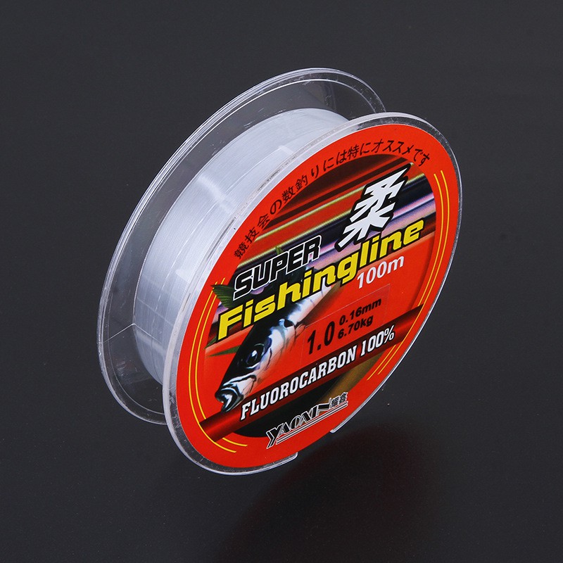 1Pcs 100m Fishing Line Senar Pancing 100% Fluorocarbon Line Umpan Ikan Kuat Bahan Nilon Transparan Panjang